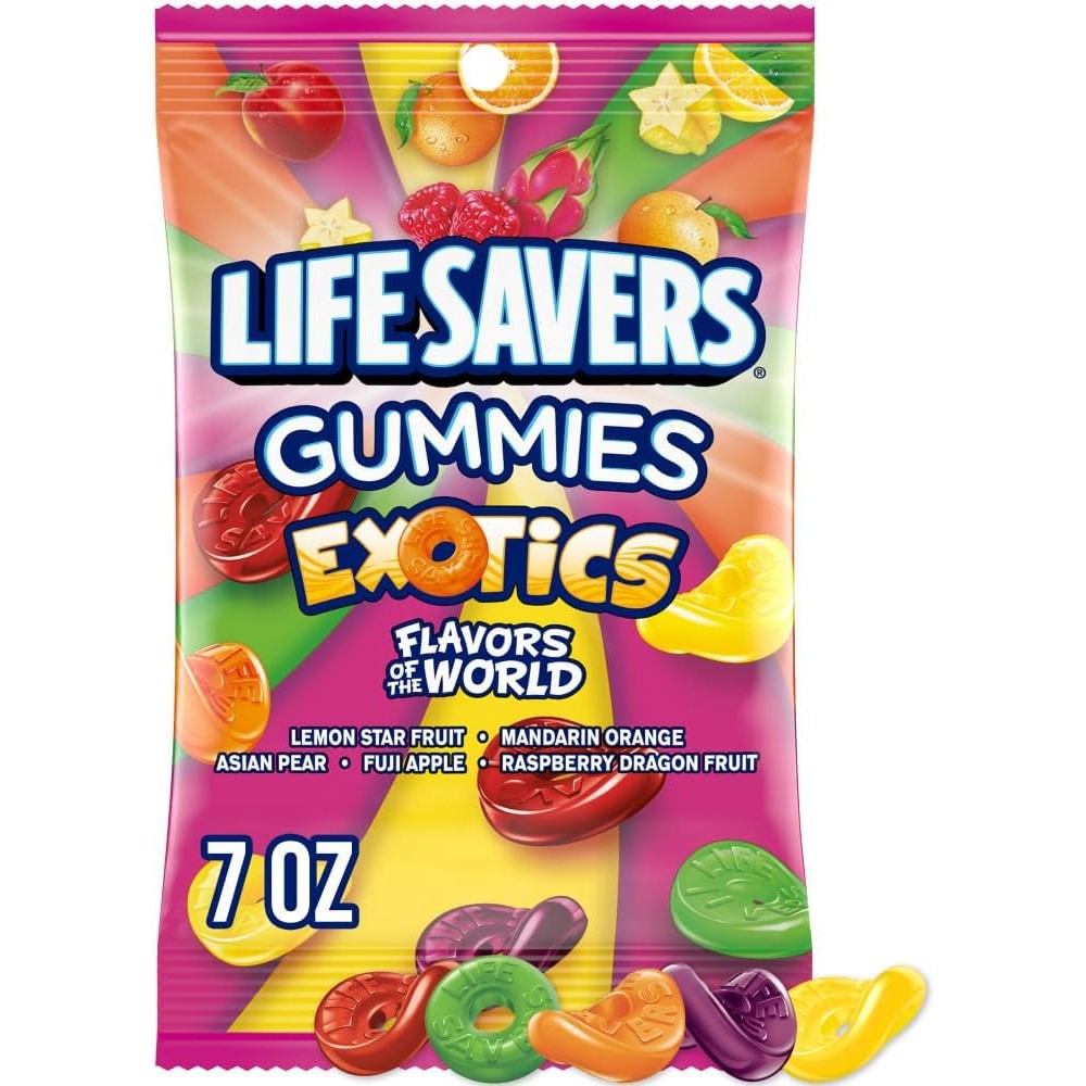 Life Savers Exotics Gummies Assorted Fruit Flavor Chewy Candy 7 Ounce Bag
