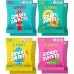 SmartSweets Variety Pack front view showing the 8 pack assortment box containing low sugar plant based gummies.
