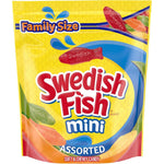 Swedish Fish Mini Assorted soft and chewy gummy candy front view family size bulk bag