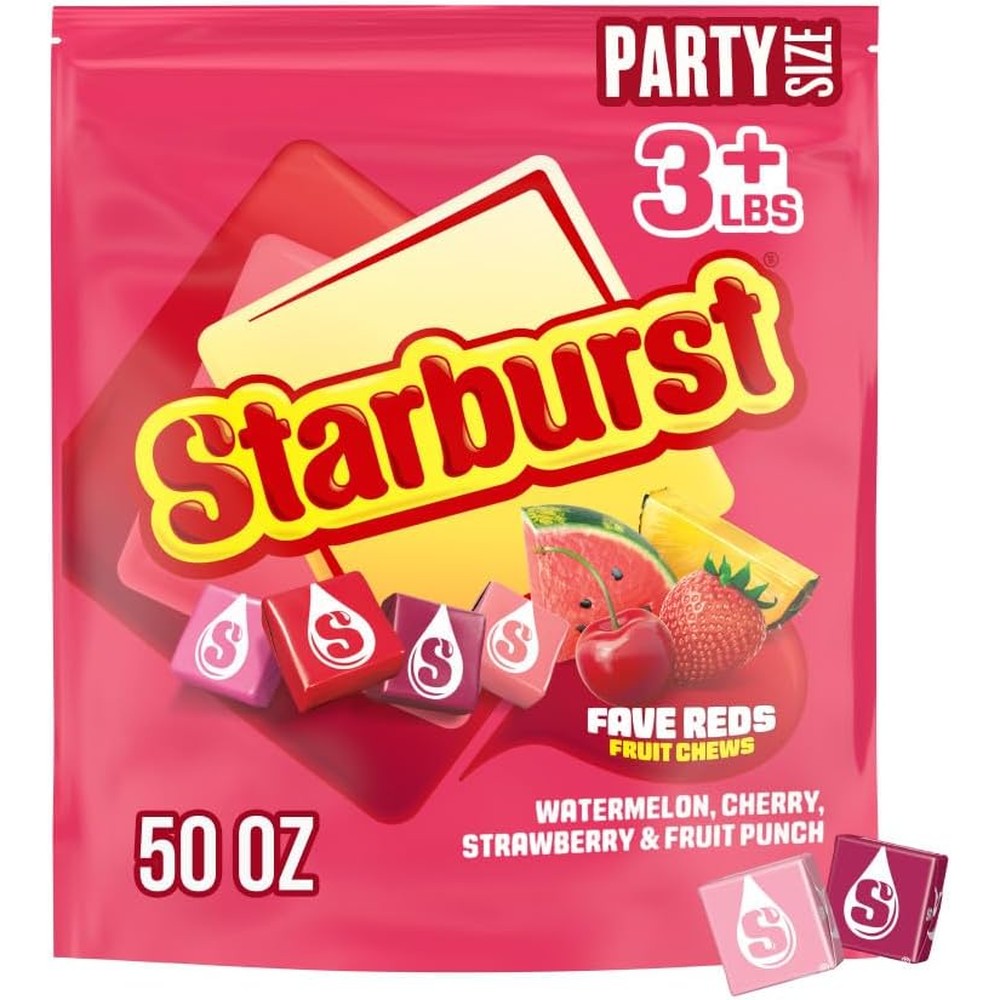 Starburst FaveREDS Fruit Chews Candy Individually Wrapped Bulk Party Size Bag 50 Ounce