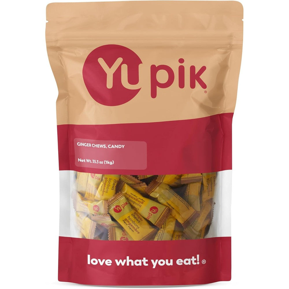 Yupik Ginger Chews Sweet And Spicy Soft Candy Individually Wrapped Gluten Free Pack 2.2 Pound