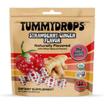Tummydrops No Sugar Strawberry Ginger Lozenges front view of packaging for nausea relief