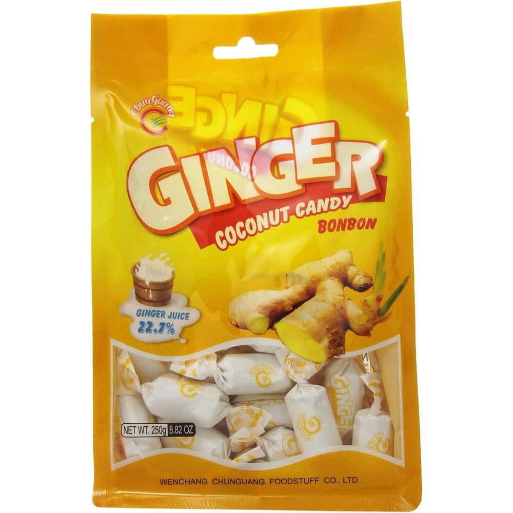 Chun Guang Ginger Coconut Hard Candy Bonbon Creamy And Spicy Tropical Confectionery 8.82 Ounce Packet