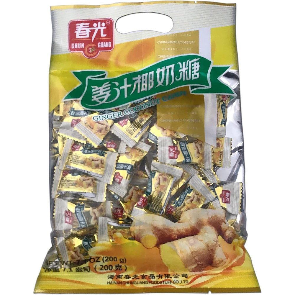 Chun Guang Ginger Coconut Candy Sweet And Spicy Individually Wrapped Hard Candy Tablets From China Authentic Halal Certified Refreshing Treats 7.05...