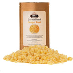 IAN's Crystallized Ginger Pieces front view of four ounce bag for baking and nausea relief.