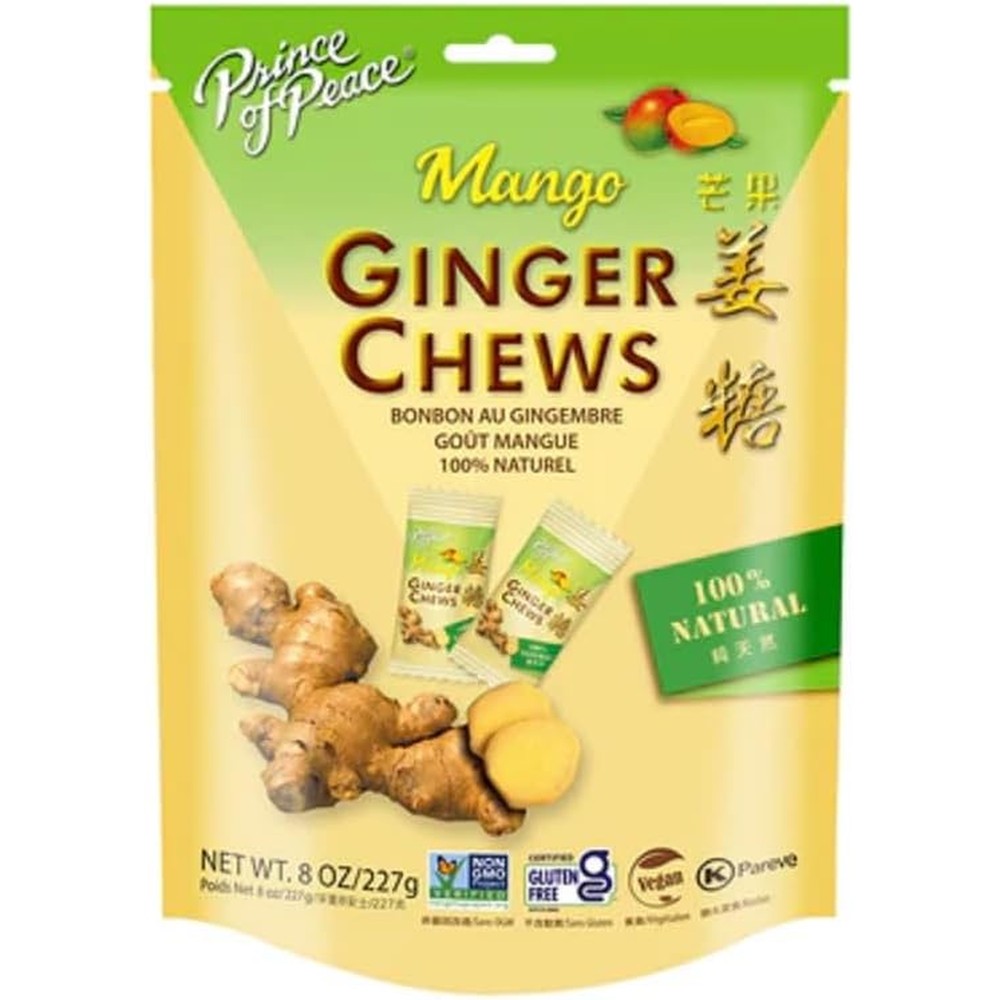 Prince of Peace Mango Ginger Chews front view authentic USA imported ginger candy
