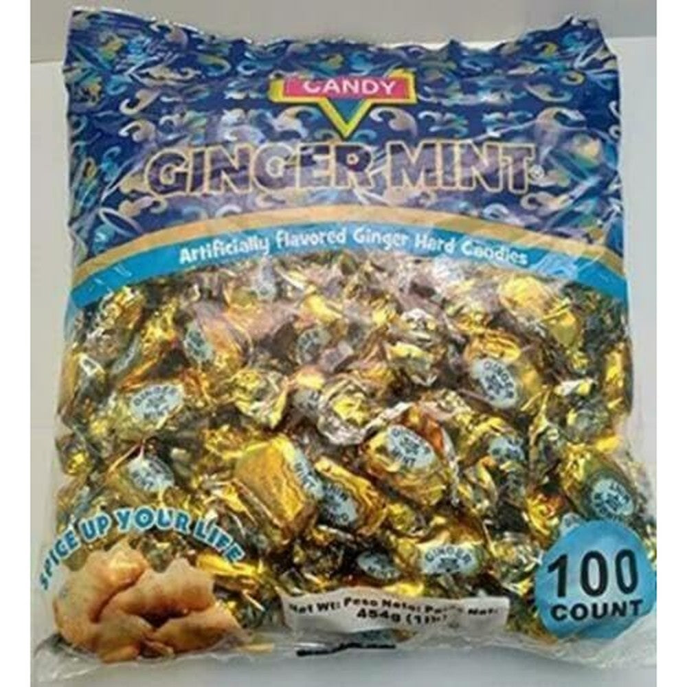 TOJ EXPRESS KC Candy Ginger Mints Artificially Flavored Hard Candies Individually Wrapped One Pound Pack