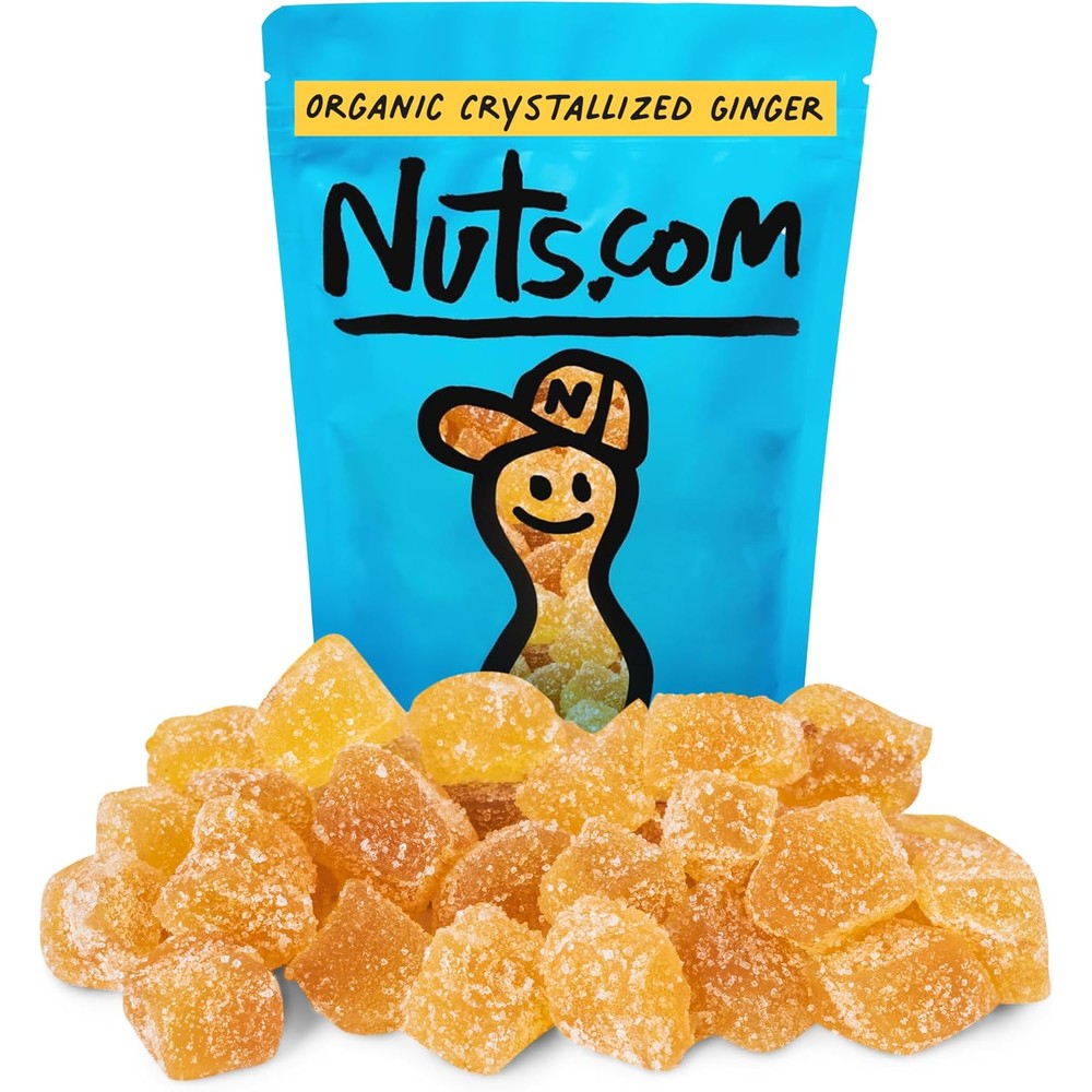 Nuts.com Organic Crystallized Ginger front view pouch packaging.