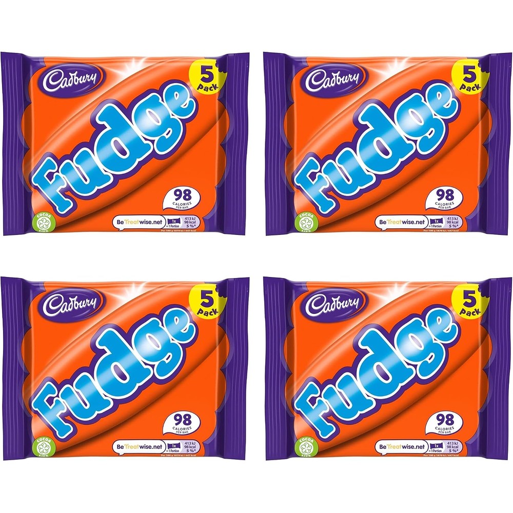Cadbury Fudge Creamy Chocolate Bars Coated In Smooth Milk Chocolate Vegetarian Friendly Snack Ninety Eight Calories Five Pack Pack Of Four