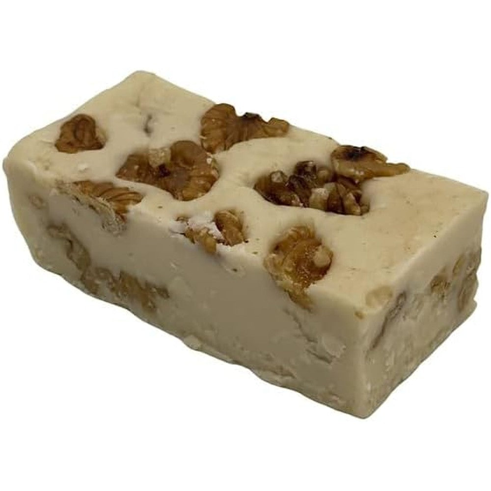 Uncle Butch's Vanilla Walnut Fudge front view of the premium handcrafted dessert block