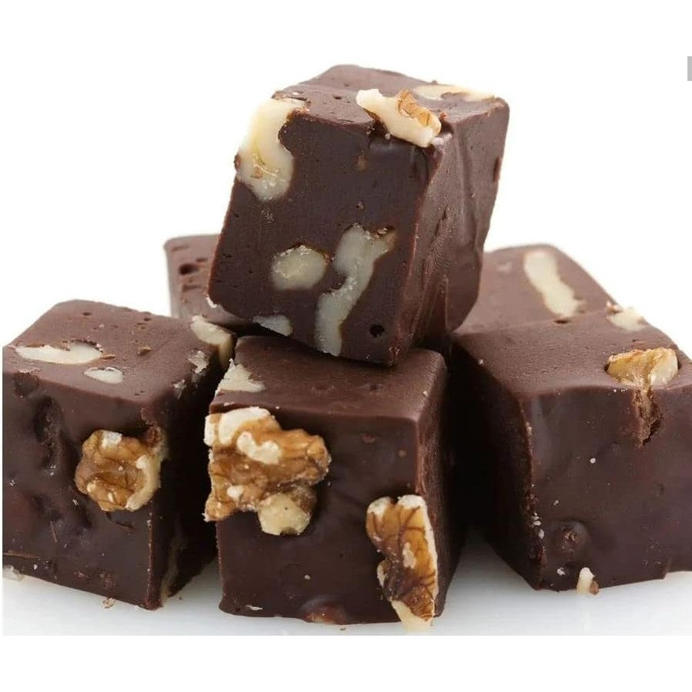 Nuts To You Sugar Free Chocolate Walnut Fudge front packaging display showcasing gourmet texture