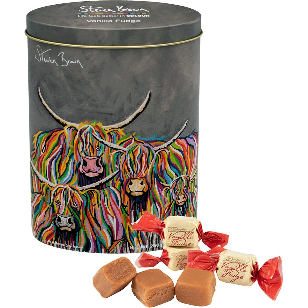 Gardiners Of Scotland Steven Brown Ross And Claire McCoo Luxury Handmade Vanilla Fudge In Collectible Gift Tin 8.8 Ounce