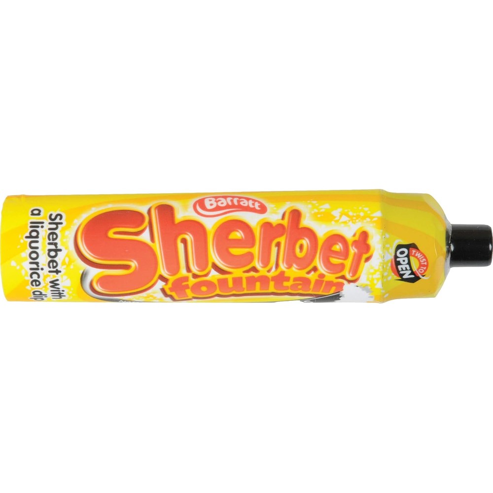 Barratt Sherbet Fountain Fizzy Candy Powder With Liquorice Dipping Stick 25 Gram
