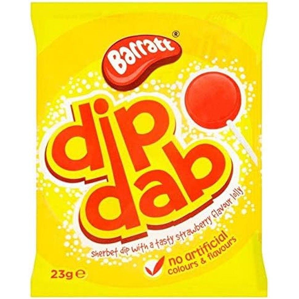 Barratt Sherbet Dip Dab Retro British Candy With Strawberry Lolly And Tangy Lemon Sherbet Powder 23 Gram Pack