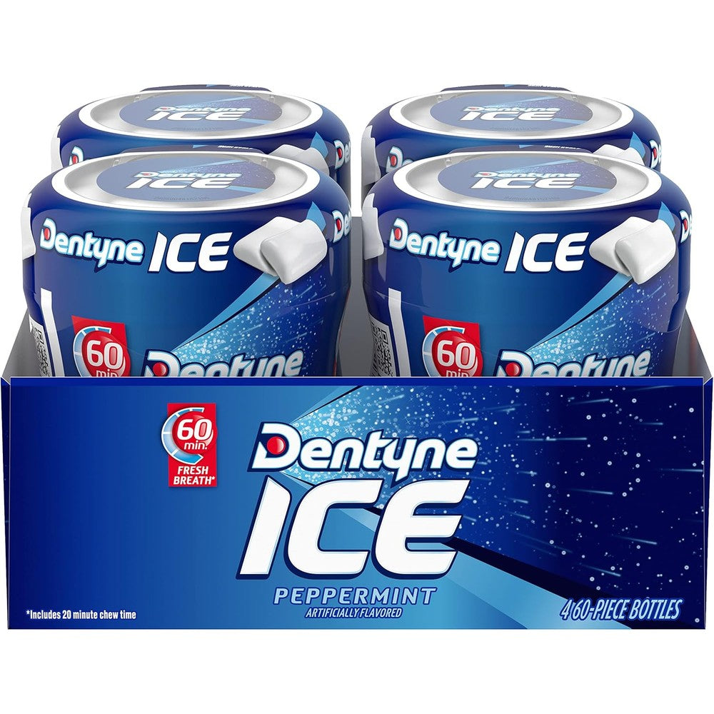 Dentyne Ice Peppermint Sugar Free Chewing Gum For Fresh Breath Four Bottles Of Sixty Pieces Two Hundred And Forty Total Pieces