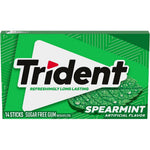 Trident Spearmint Sugar Free Chewing Gum front pack view for fresh breath