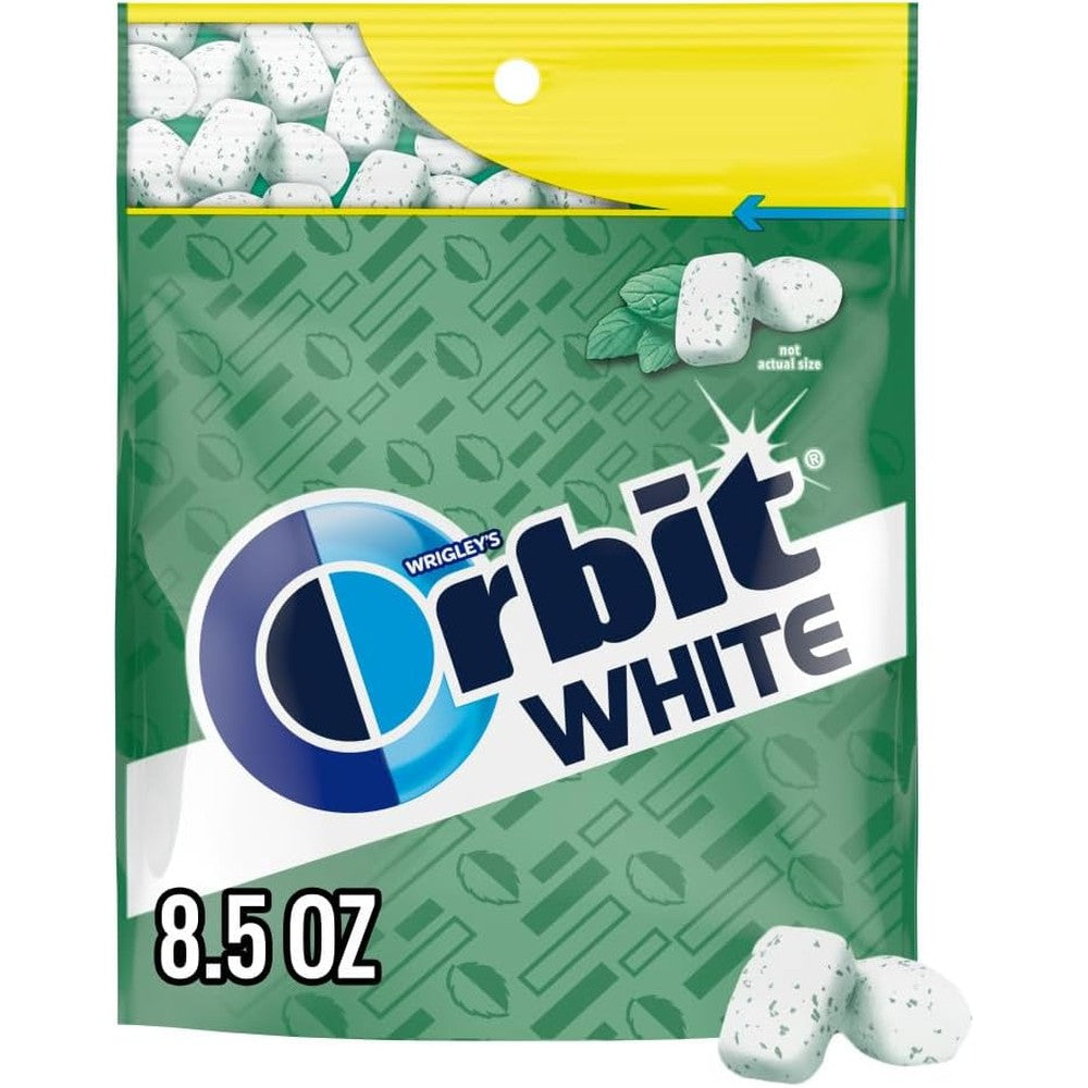 ORBIT WHITE Sweet Mint sugar free chewing gum 120 count resealable bag front view