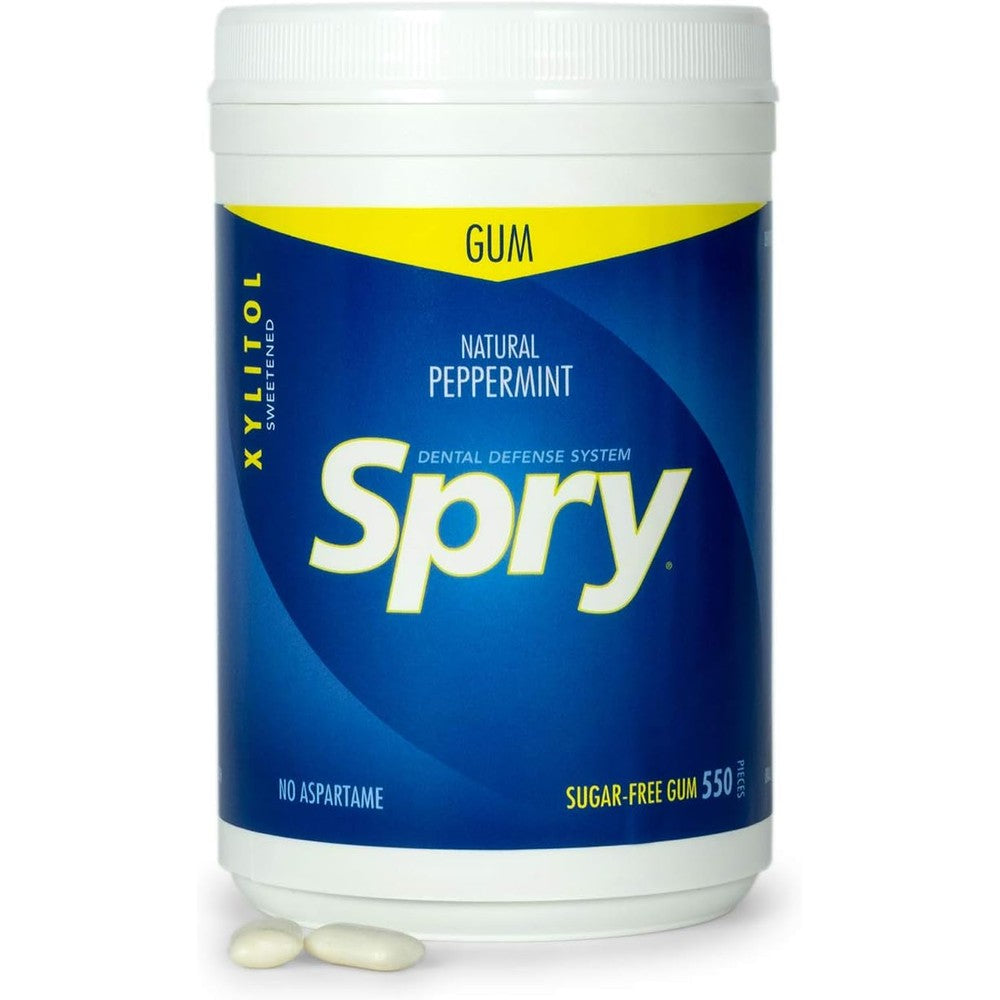 Spry Fresh Natural Xylitol Chewing Gum Dental Defense System Aspartame Free Sugar Free Peppermint 550 Count