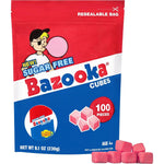 Elite Bazooka sugar free bubble gum cubes front view of resealable pouch