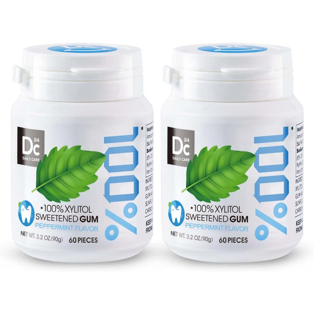 DC24 Daily Care Xylitol Gum Peppermint pack of two front view