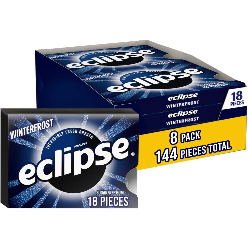 Eclipse Sugar Free Chewing Gum Winterfrost Icy Mint Flavor Bulk Pack Eight Packs Of Eighteen Pieces One Hundred Forty Four Pieces Total