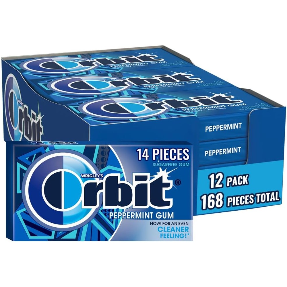 Orbit Peppermint Sugar Free Chewing Gum Bulk Pack Sourced From The USA Twelve Packs Of Fourteen Pieces One Hundred Sixty Eight Total Pieces