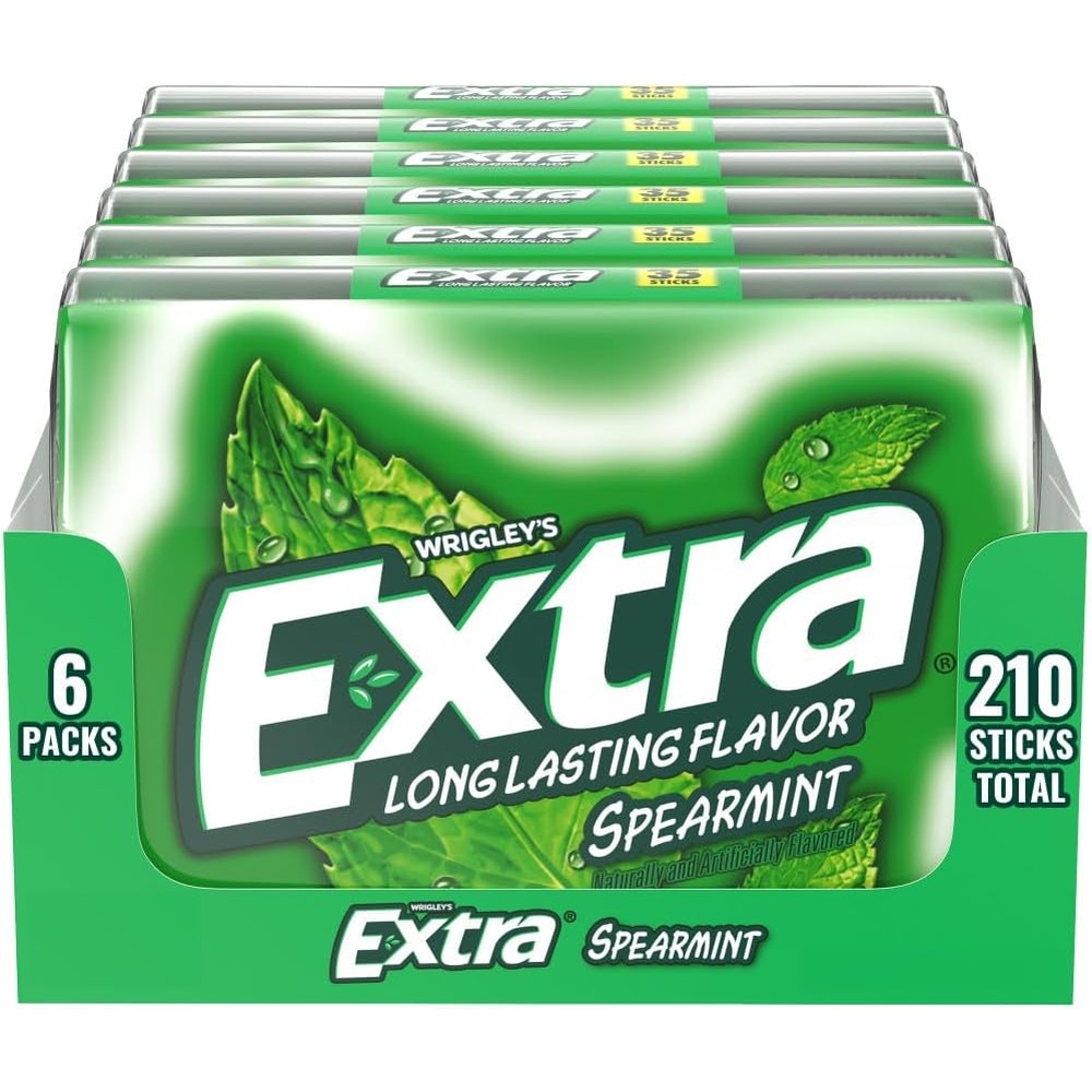 Wrigley's Extra Spearmint Sugar Free Chewing Gum Mega Packs 35 Stick Pack Of 6