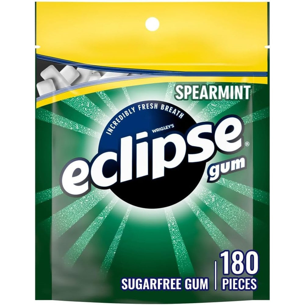 Eclipse Spearmint Sugar Free Chewing Gum In Resealable Bulk Bag For Office And Travel 180 Count 8.8 Ounce