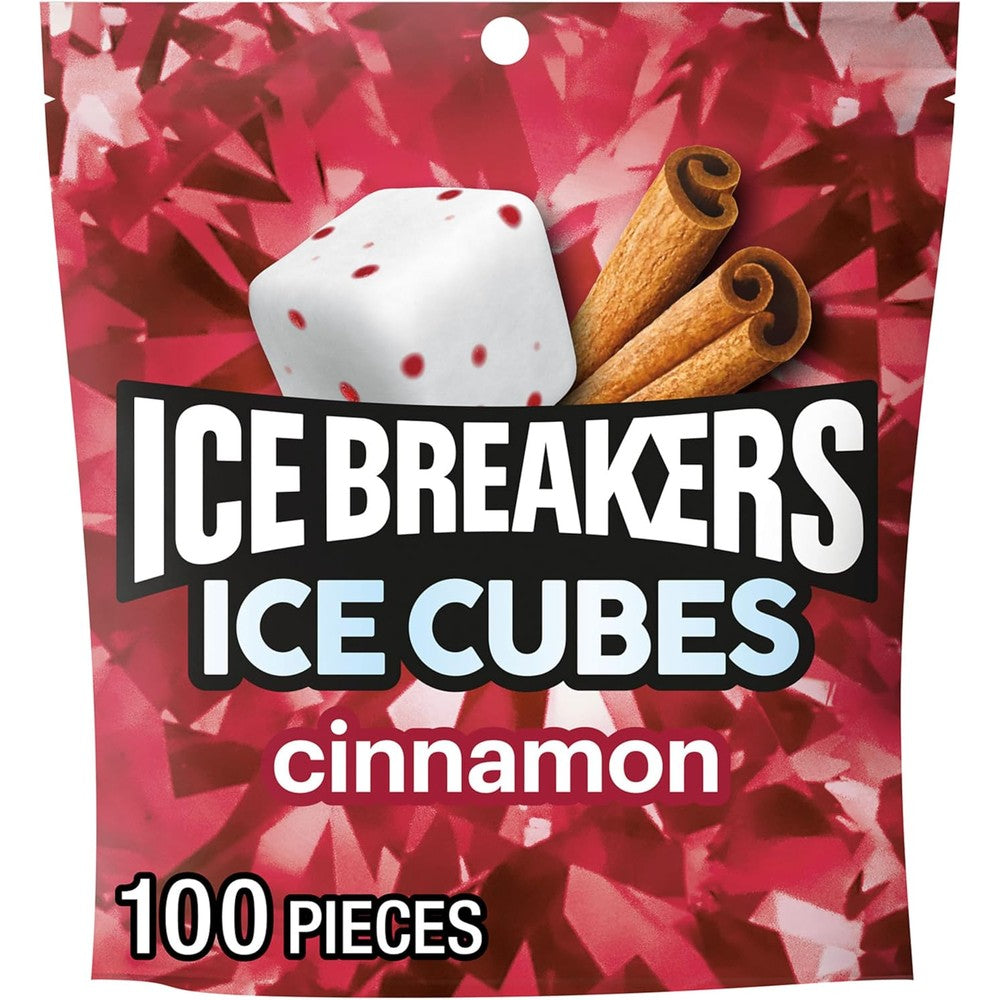 Ice Breakers Ice Cubes Cinnamon Sugar Free Chewing Gum front view pouch