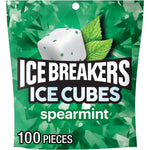Ice Breakers Ice Cubes Spearmint Sugar Free Chewing Gum Pouch Eight Point Eleven Ounces One Hundred Pieces Fresh Breath Imported Mints