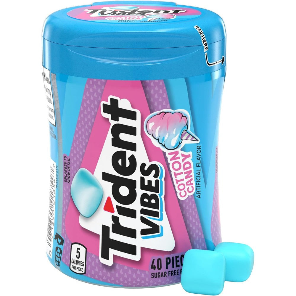 Trident Vibes Cotton Candy Sugar Free Chewing Gum front view bottle online shopping India