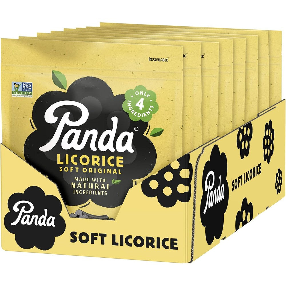 Panda Natural Soft Original Black Licorice Candy Vegan And Fat Free Chewy Snack Seven Ounces Pack Of Eight Bags