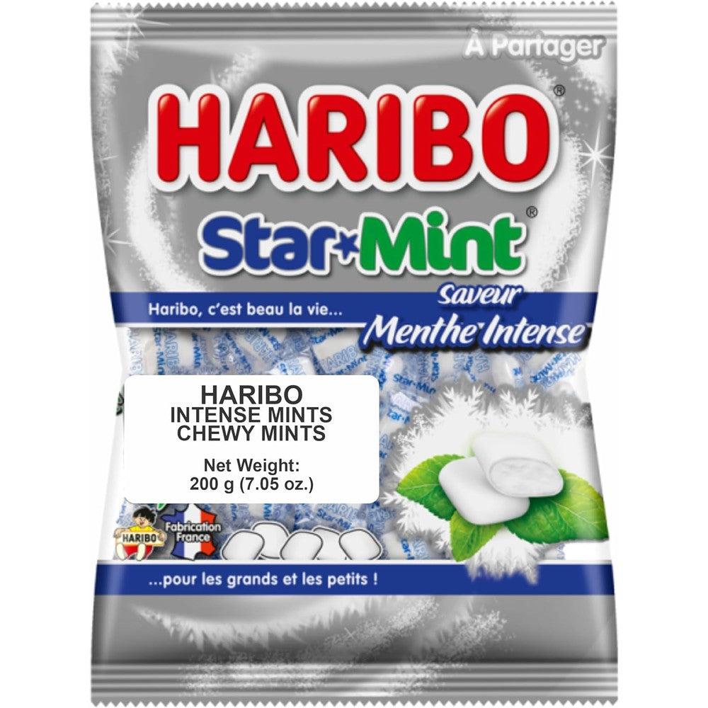Haribo Starmint Fraicheur Menthe Intense Chewy Mint Candy Individually Wrapped Refreshing Breath Mints Imported European Confectionery 200 Grams