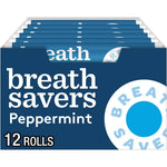 Breath Savers Peppermint Sugar Free Mints 12 Count front view packaging