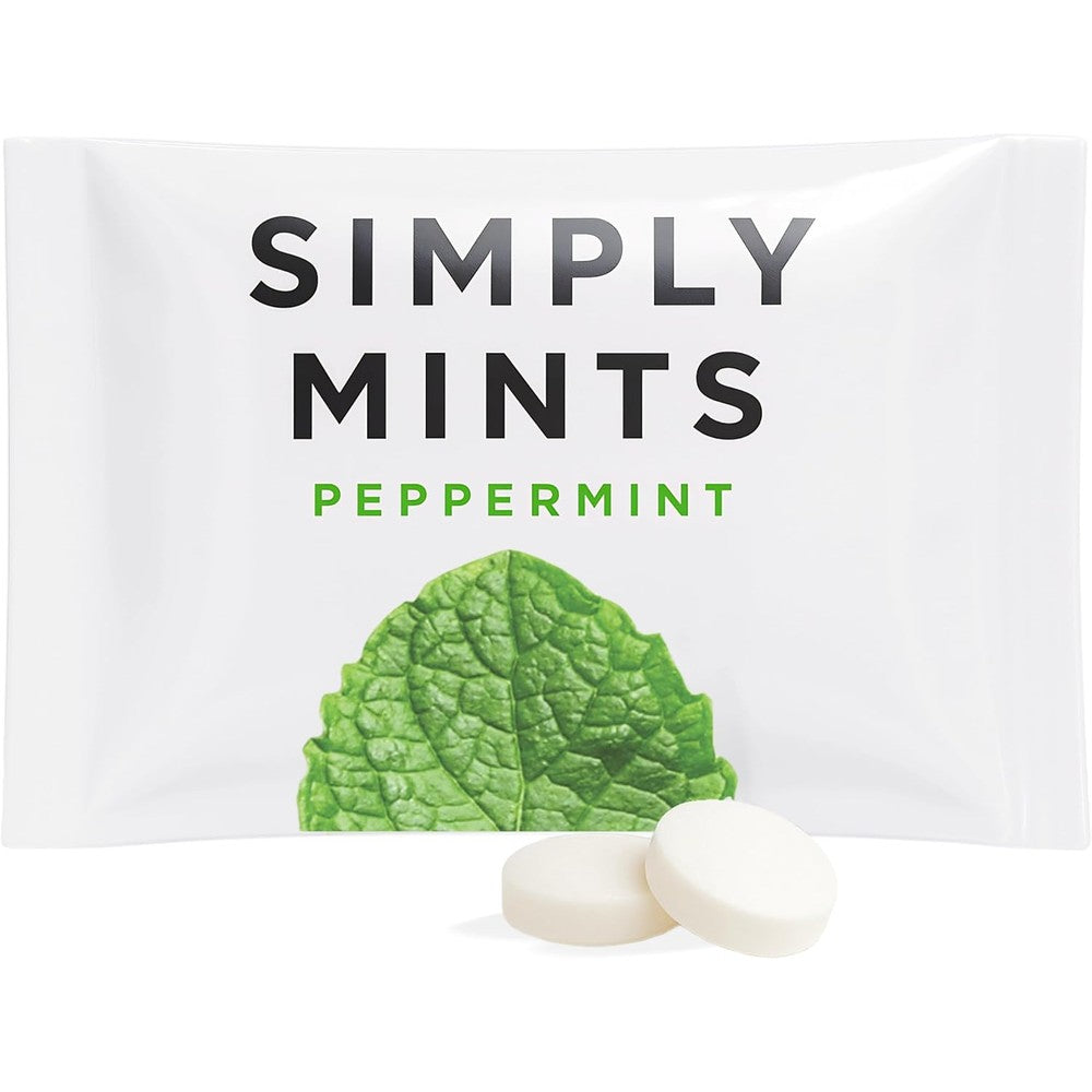 Simply Gum Peppermint Breath Mints Individually Wrapped Natural Breath Mints In Bulk Fifty Packets Pack Of Two Mints Per Packet