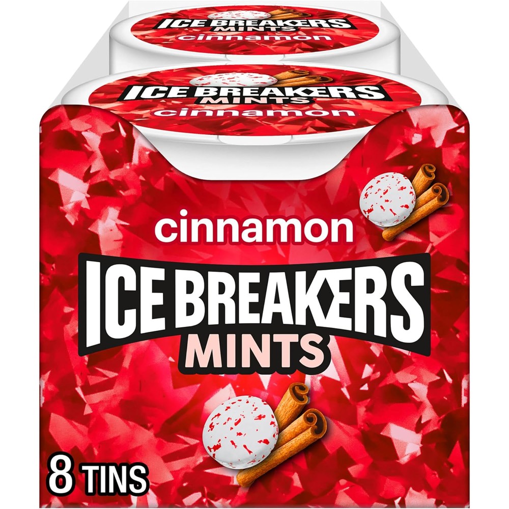 Ice Breakers Sugar Free Mints Cinnamon Flavoured Breath Freshener Candy One Point Five Ounce Pack Of Eight