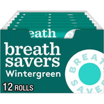 Breath Savers Wintergreen sugar free breath mints rolls front packaging view.