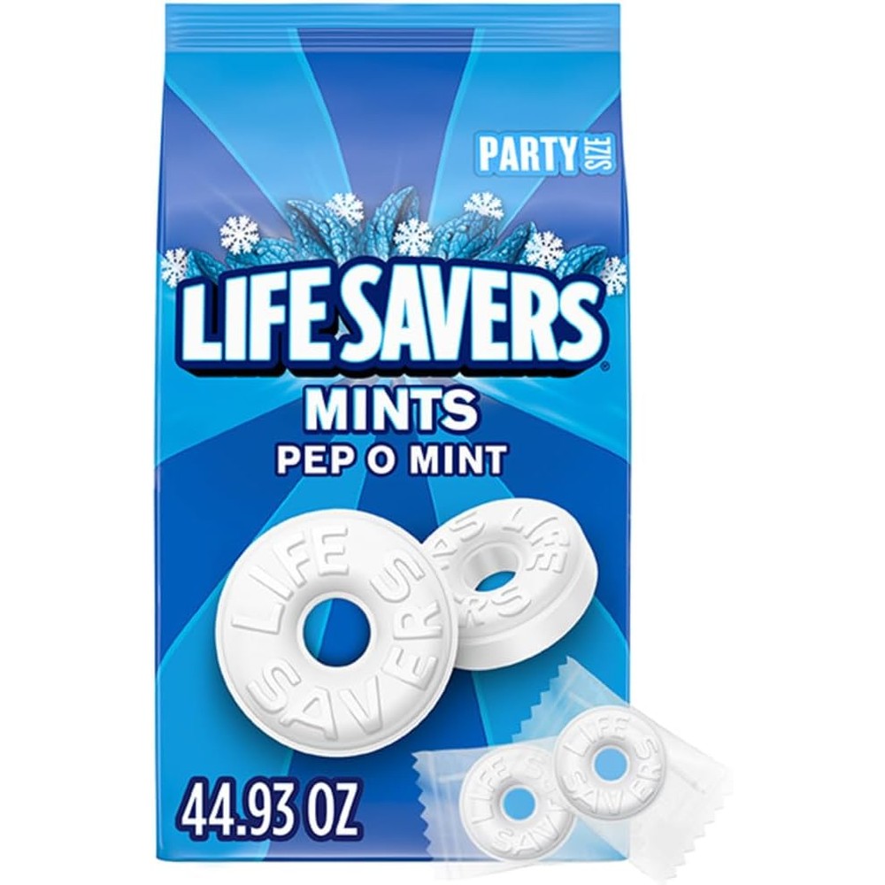 Life Savers Pep-O-Mint Peppermint Hard Candy Individually Wrapped Breath Refreshing Mint Candy Party Size Bulk Bag Forty Four Point Nine Ounces