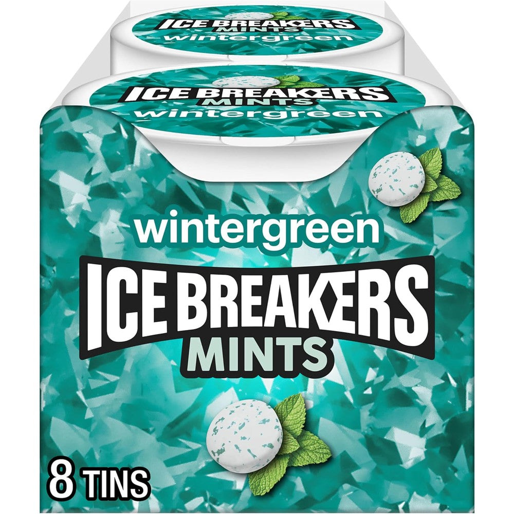 Ice Breakers Wintergreen Sugar Free Breath Mints With Cooling Crystals One Point Five Ounce Eight Pack