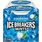 Ice Breakers Coolmint Sugar Free Breath Mints With Cooling Crystals Eight Pack Box Forty Two Grams Each Tin