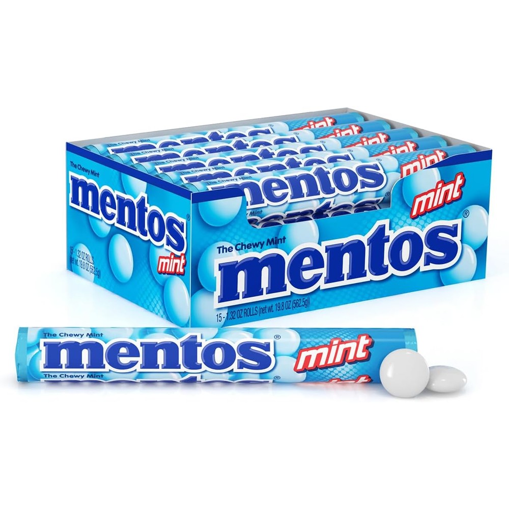 Mentos Chewy Mint Candy Roll Classic Fresh Mint Flavor 14 Pieces Per Roll 15 Count Party Pack