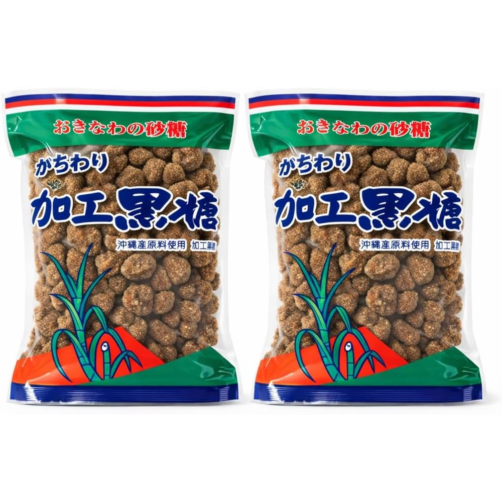 Sinryo Okinawa Kachiwari Kokuto Black Sugar Traditional Japanese Brown Sugar Chunks Rich Molasses Flavor Pack Of Two 10.5 Ounces Each