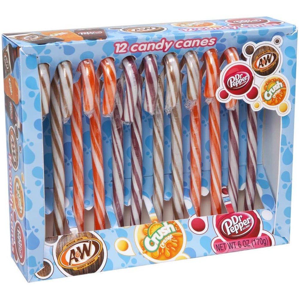 Frankford Dr Pepper 7 Up And A And W Flavored Christmas Candy Canes Assorted Soda Flavors Holiday Pack Twelve Count Five Point Three Ounces