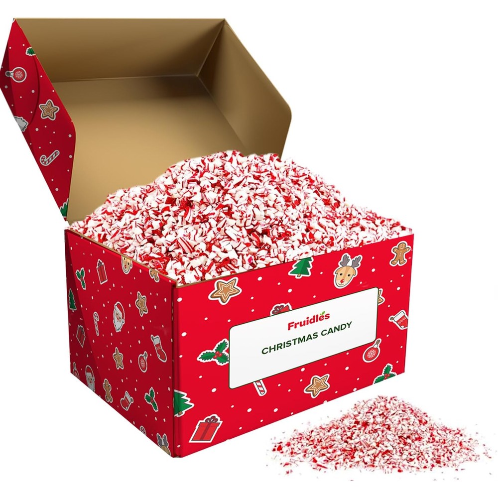 Fruidles Crushed Peppermint Candy Canes Holiday Dessert And Beverage Topping In Resealable Bag For Christmas Party Decorations One Pound