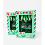 Spangler M&M's Chocolate Mint Flavored Christmas Candy Canes, Red and Green Holiday Stripes, Twelve Count Box, Pack of Two