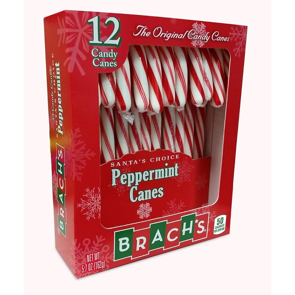 Brach's Peppermint Flavor Candy Canes Individually Wrapped Holiday Candy One Box Twelve Count Five Point Seven Ounces