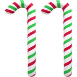 Soochat Inflatable Christmas Candy Canes front view showcasing festive red and green stripes.