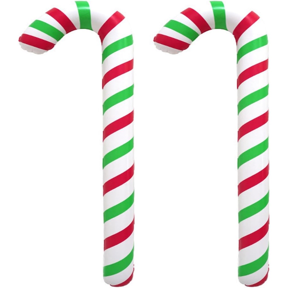 Soochat Inflatable Christmas Candy Canes front view showcasing festive red and green stripes.