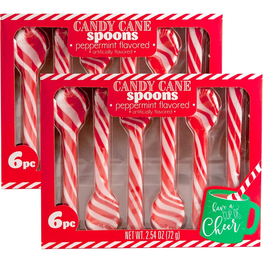 Generic Candy Cane Peppermint Spoons For Hot Chocolate And Coffee Festive Holiday Edible Drink Stirrers Five Point Zero Eight Ounce Two Packs Of Six