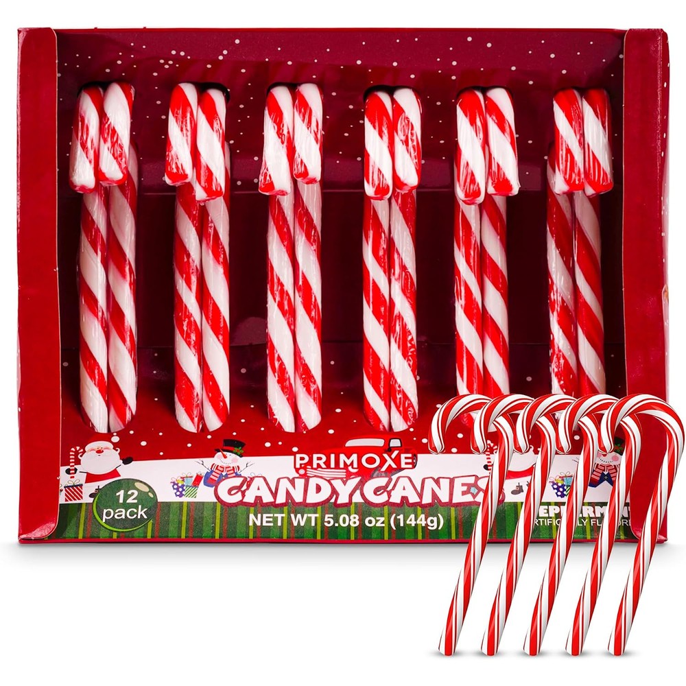 MIJOMA Christmas Candy Canes 12 pack front view box packaging for holiday treats.